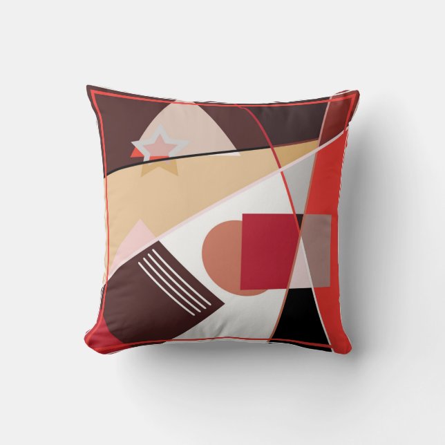 Abstract geometric pattern,  silk scarf shawl desi throw pillow (Front)