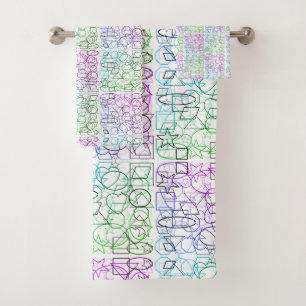 Abstract Geometric Pattern Tiled and Filtered Bath Towel Set
