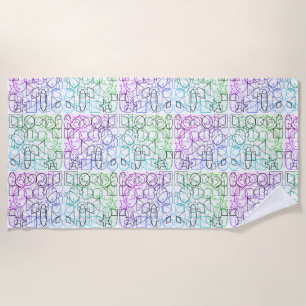 Abstract Geometric Pattern Tiled and Filtered Beach Towel