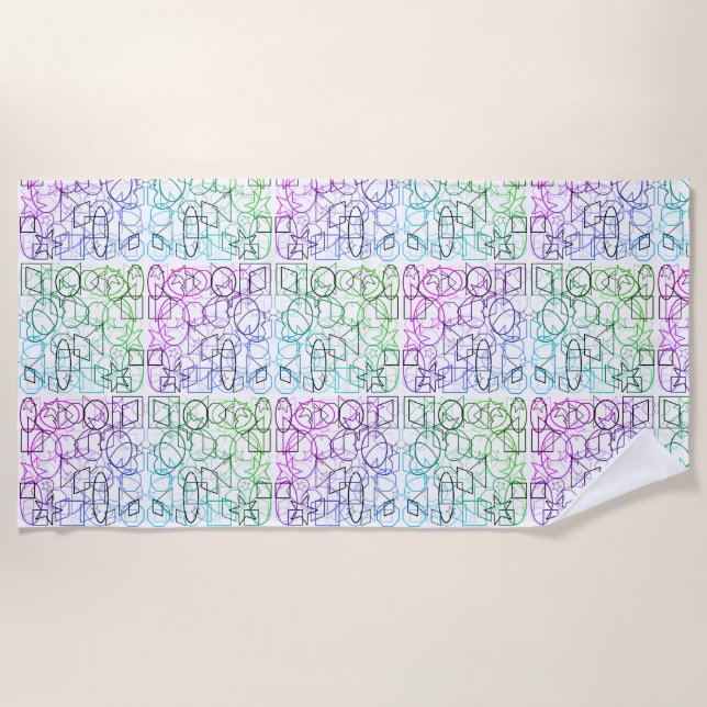 Abstract Geometric Pattern | Tiled and Filtered | Beach Towel (Front)