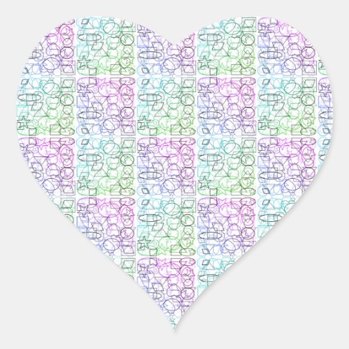 Abstract Geometric Pattern  Tiled and Filtered  Heart Sticker