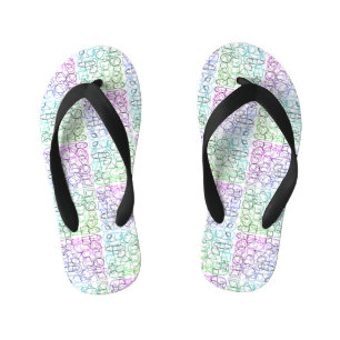 Abstract Geometric Pattern Tiled and Filtered Kid's Flip Flops