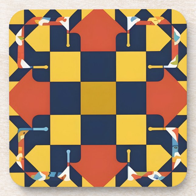 Abstract Geometric Pattern with Arrows Beverage Coaster (Front)