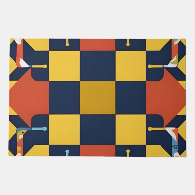 Abstract Geometric Pattern with Arrows Doormat (Front)
