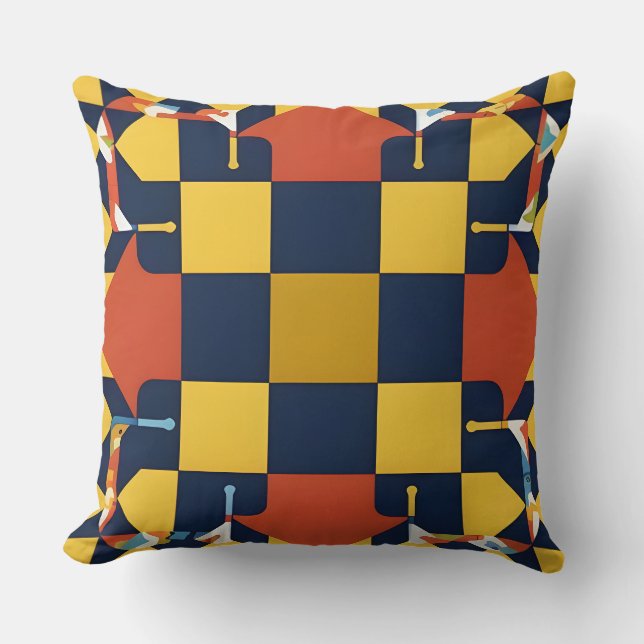 Abstract Geometric Pattern with Arrows Throw Pillow (Front)