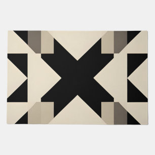 Abstract Geometric Pattern with Contrasting Black Doormat