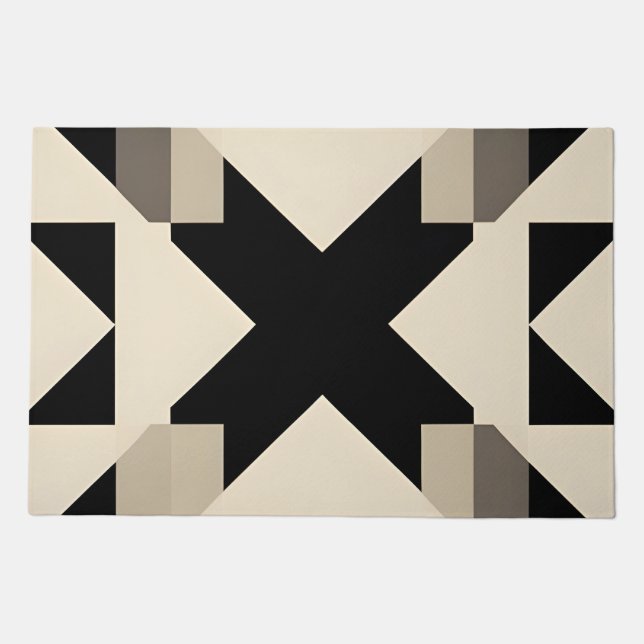 Abstract Geometric Pattern with Contrasting Black Doormat (Front)