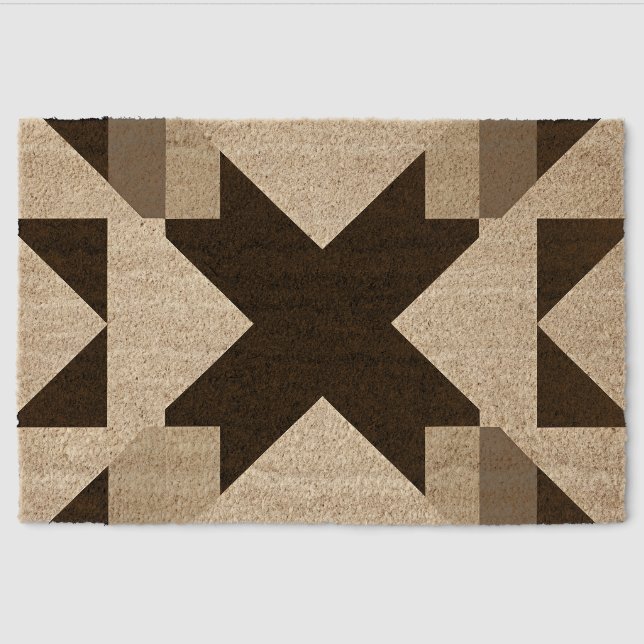 Abstract Geometric Pattern with Contrasting Black Fiber Doormat (Front)