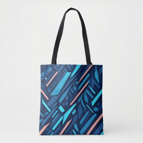 Abstract geometric pattern with diagonal lines tote bag