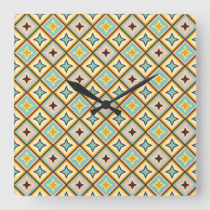 Abstract geometric pattern with diamond shapes square wall clock