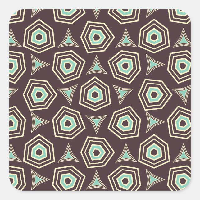 Abstract geometric pattern with layered pentagons  square sticker (Front)