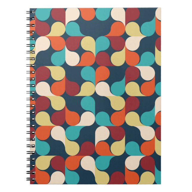 Abstract Geometric Pattern with leaves, drops. Col Notebook (Front)