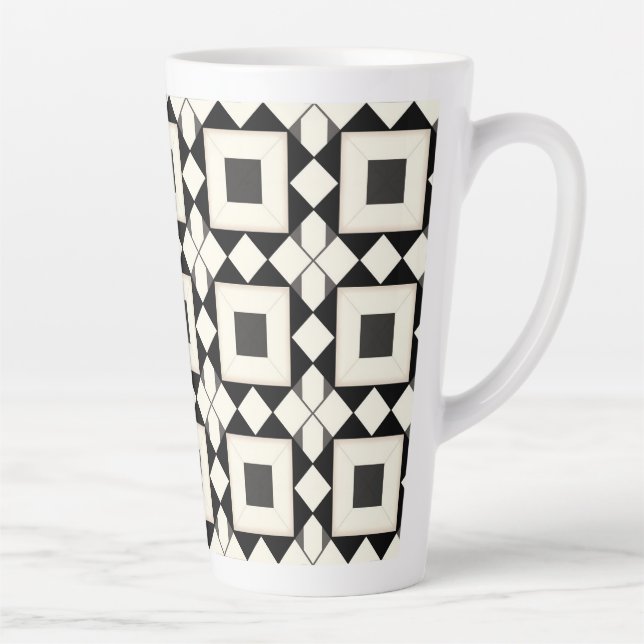 Abstract Geometric Pattern with Retro Tones Latte Mug