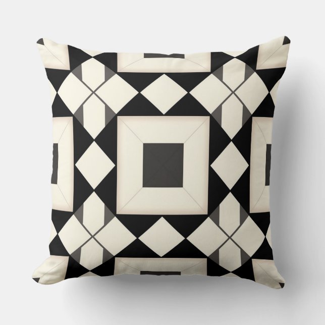 Abstract Geometric Pattern with Retro Tones Throw Pillow (Front)