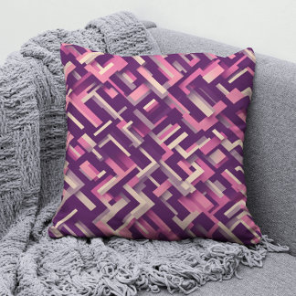 Abstract Geometric pattern with Rustic Purple&pink Throw Pillow