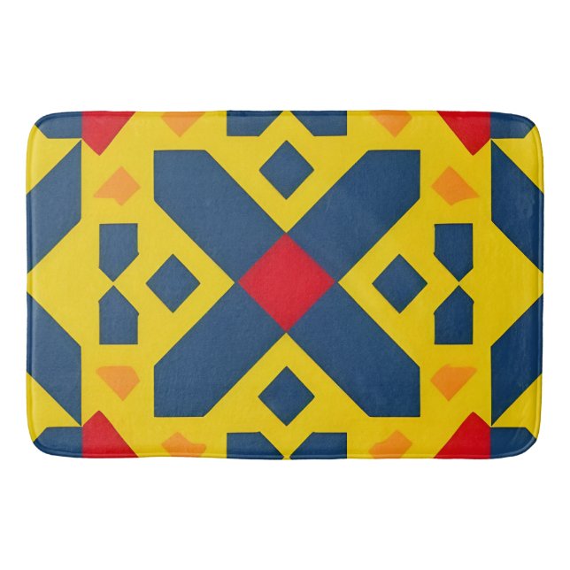 Abstract Geometric Pattern with Vibrant Colors Bath Mat (Front)
