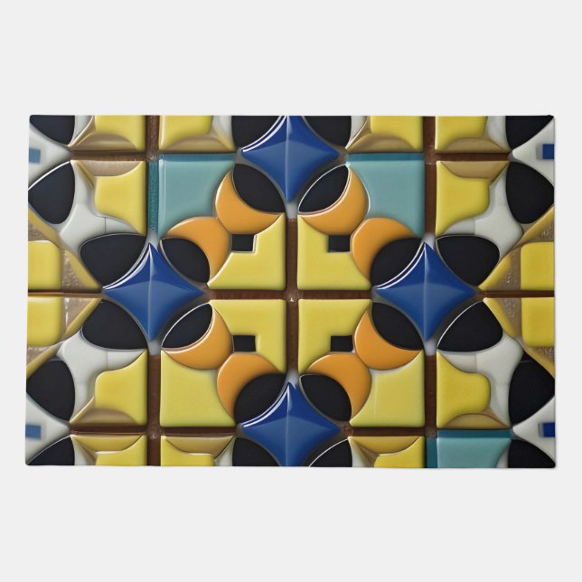 Abstract Geometric Pattern with Vibrant Colors Doormat (Front)