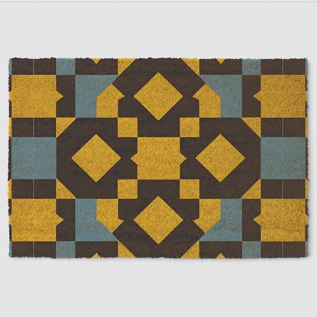 Abstract Geometric Pattern with Vibrant Colors Fiber Doormat (Front)