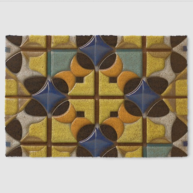Abstract Geometric Pattern with Vibrant Colors Fiber Doormat (Front)