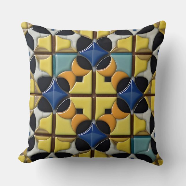 Abstract Geometric Pattern with Vibrant Colors Throw Pillow (Front)