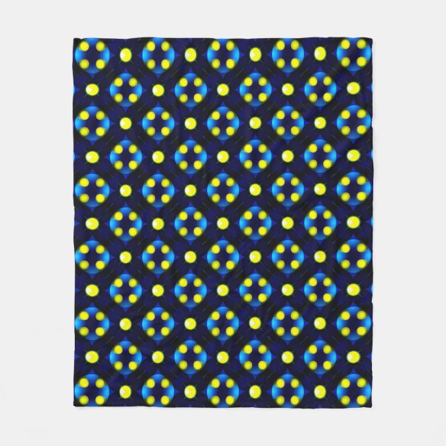 Abstract Geometric Pattern with Yellow Dots Fleece Blanket (Front)