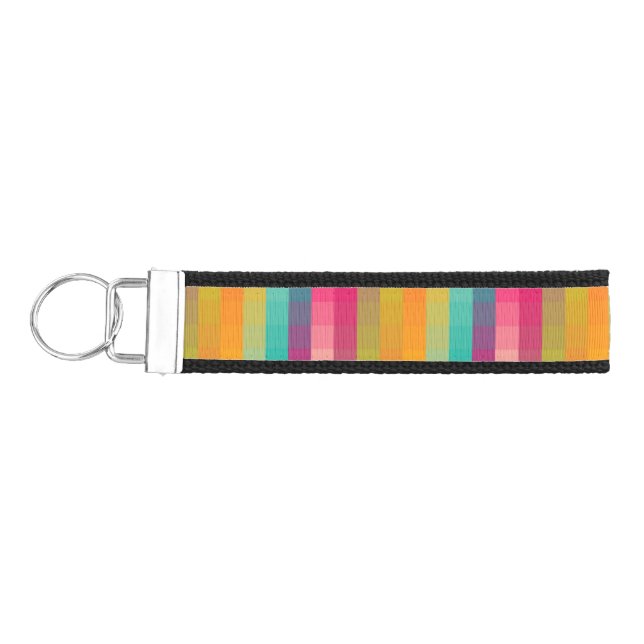 Abstract geometric pattern wrist keychain (Keys on Left)