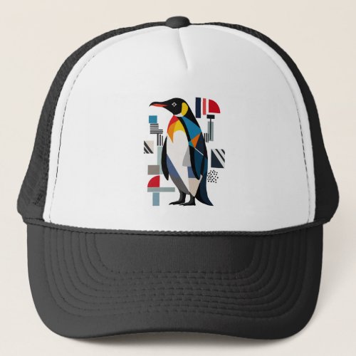 Abstract Geometric Penguin Design Trucker Hat
