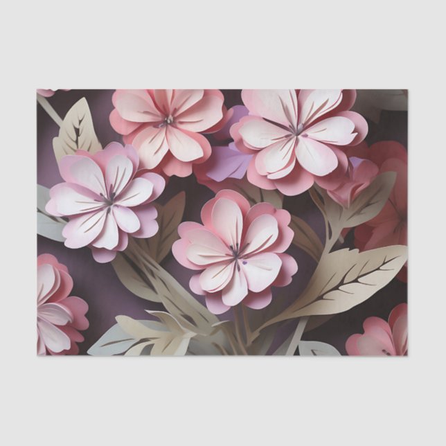 Abstract Geometric Phlox Flowers Tissue Paper (Front)