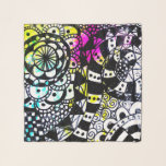 Abstract Geometric Pink Blue Yellow Black White Scarf<br><div class="desc">This fun,  colorful chiffon scarf is designed using my original abstract,  geometric black and white quirky doodle art with bold,  bright splashes of watercolor in pink,  purple,  yellow,  and aqua blue and will add an artistic flair to your wardrobe!</div>