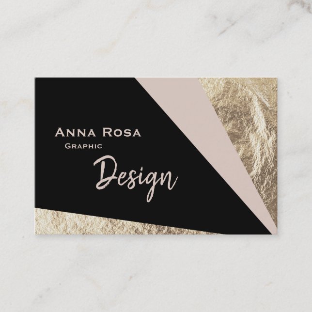 *~* Abstract Geometric Pink Blush Gold Foil Business Card (Front)
