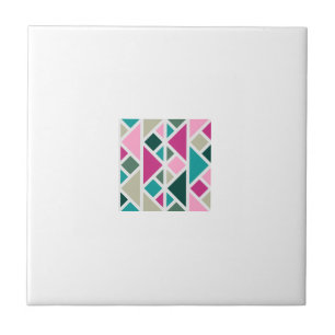 Abstract geometric pink fuchsia turquoise ceramic tile