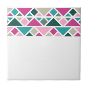 Abstract geometric pink fuchsia turquoise ceramic tile