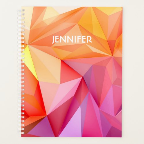 Abstract Geometric Pink Orange Shapes Personalized Planner