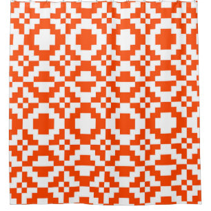 Abstract geometric pixelated seamless pattern. Mos Shower Curtain