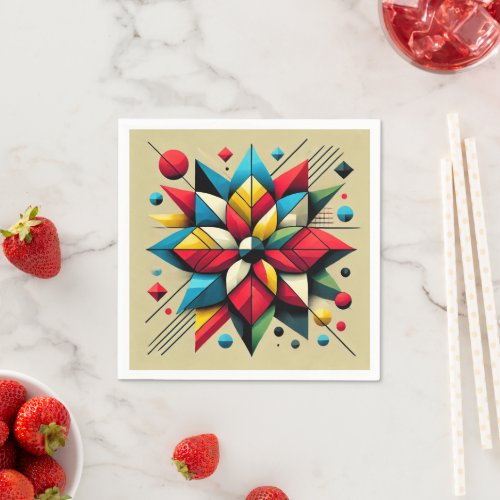 Abstract Geometric Pop Art Poinsettia Découpage Napkins