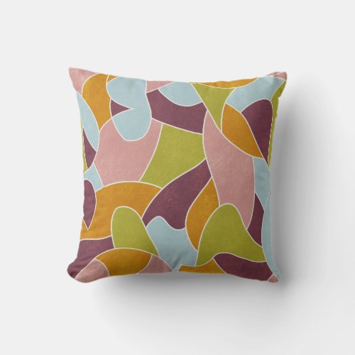 Abstract Geometric Purple Gold Pink Blue Throw Pillow