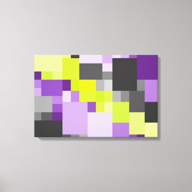 Abstract Geometric Purple green grey Pattern Canvas Print (Front)