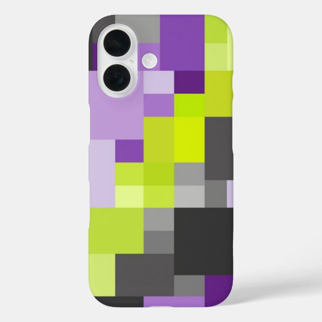 Abstract Geometric Purple green grey Pattern Case-Mate iPhone Case (Back)