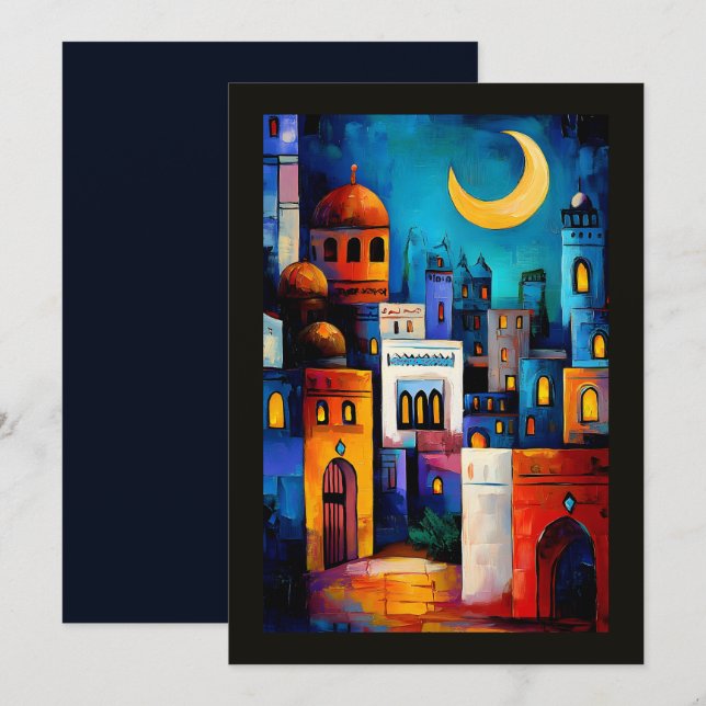 Abstract Geometric Radiant Ramadan Night Invitation (Front/Back)