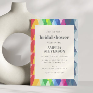 Abstract Geometric Rainbow Prism Bridal Shower Invitation