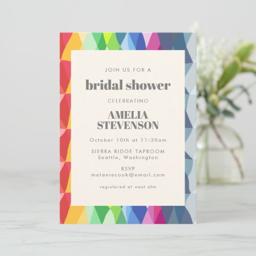 Abstract Geometric Rainbow Prism Bridal Shower Invitation