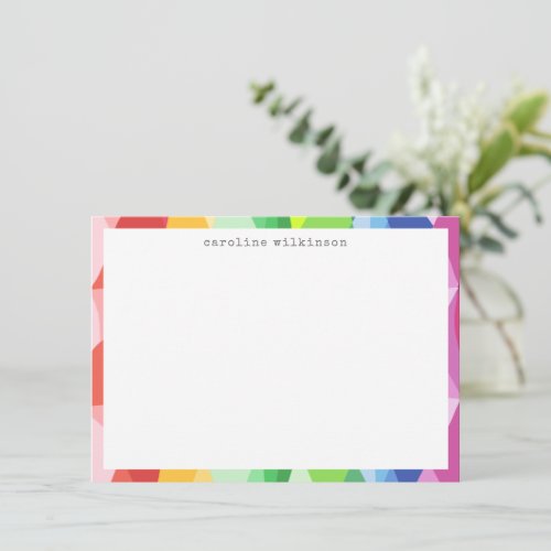 Abstract Geometric Rainbow Prism Personalized Note Card