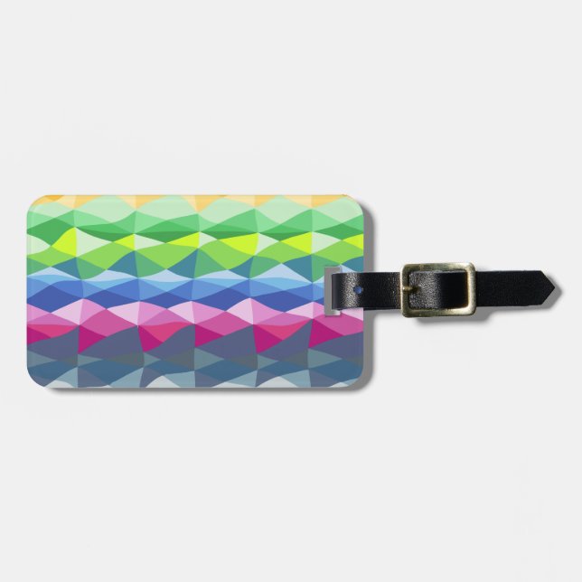 Abstract Geometric Rainbow Prism Shapes Pattern Luggage Tag (Front Horizontal)