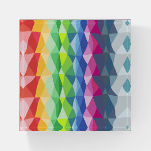 Abstract Geometric Rainbow Prism Shapes Pattern Paperweight