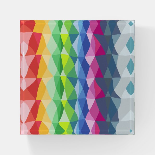 Abstract Geometric Rainbow Prism Shapes Pattern Paperweight (Front)