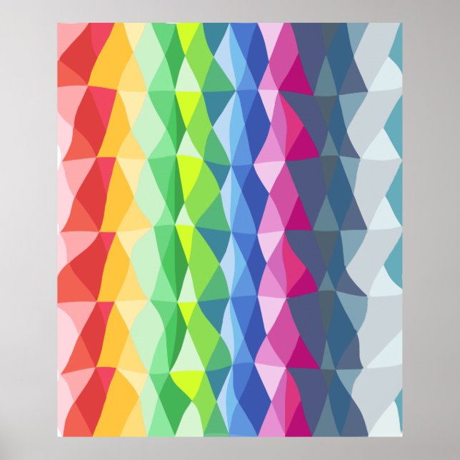 Abstract Geometric Rainbow Prism Shapes Pattern Poster (Front)
