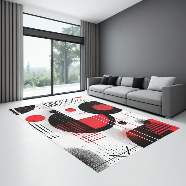 abstract geometric red and black carpet design rug (Insitu (Indoor 3))