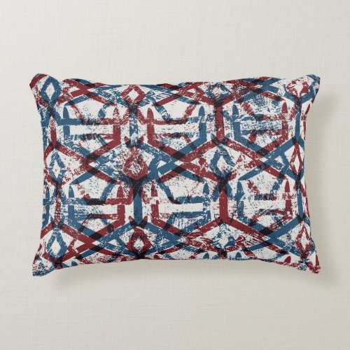 Abstract Geometric Red Blue Accent Pillow
