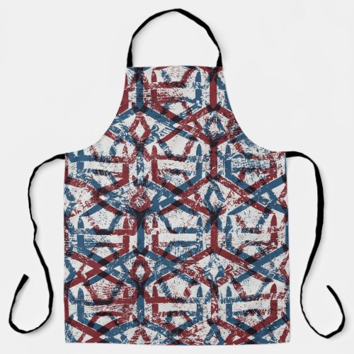 Abstract Geometric Red Blue Apron