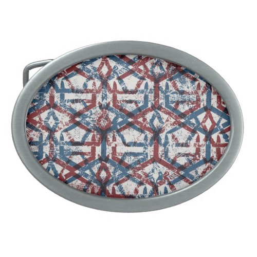 Abstract Geometric Red Blue Belt Buckle